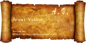 Árvai Viktor névjegykártya